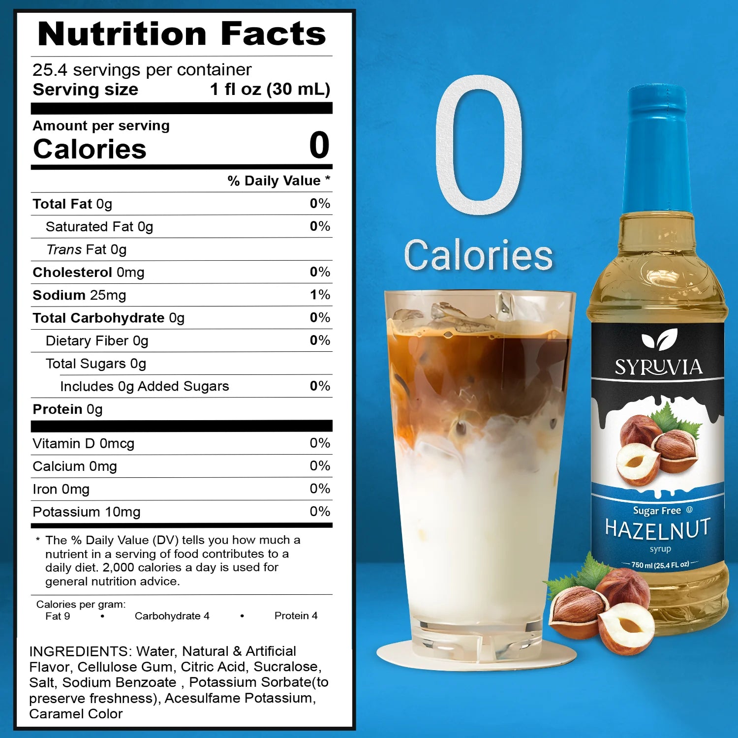 Syruvia hazelnut syrup sugar free nutrition facts