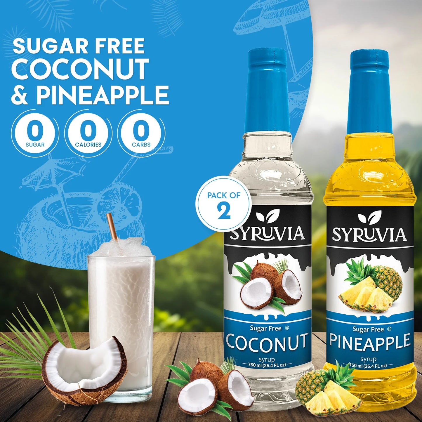 pineapple coconut syrup sugar free