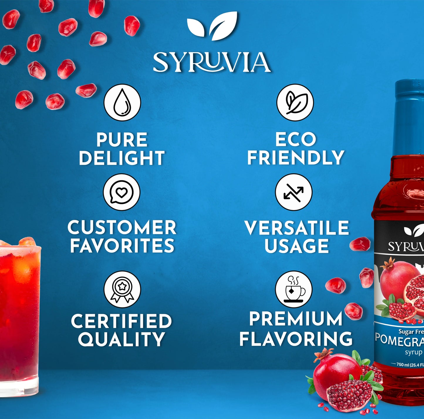 Pomegranate coffee syrup sugar free
