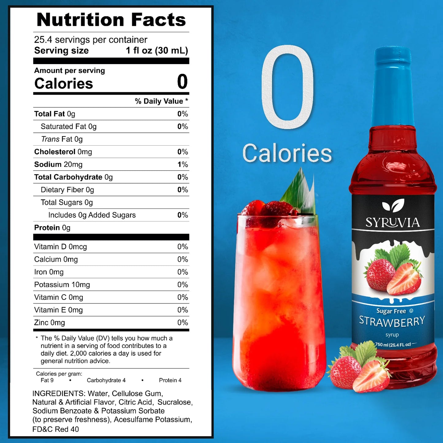 strawberry sugar free syrup nutrition fact