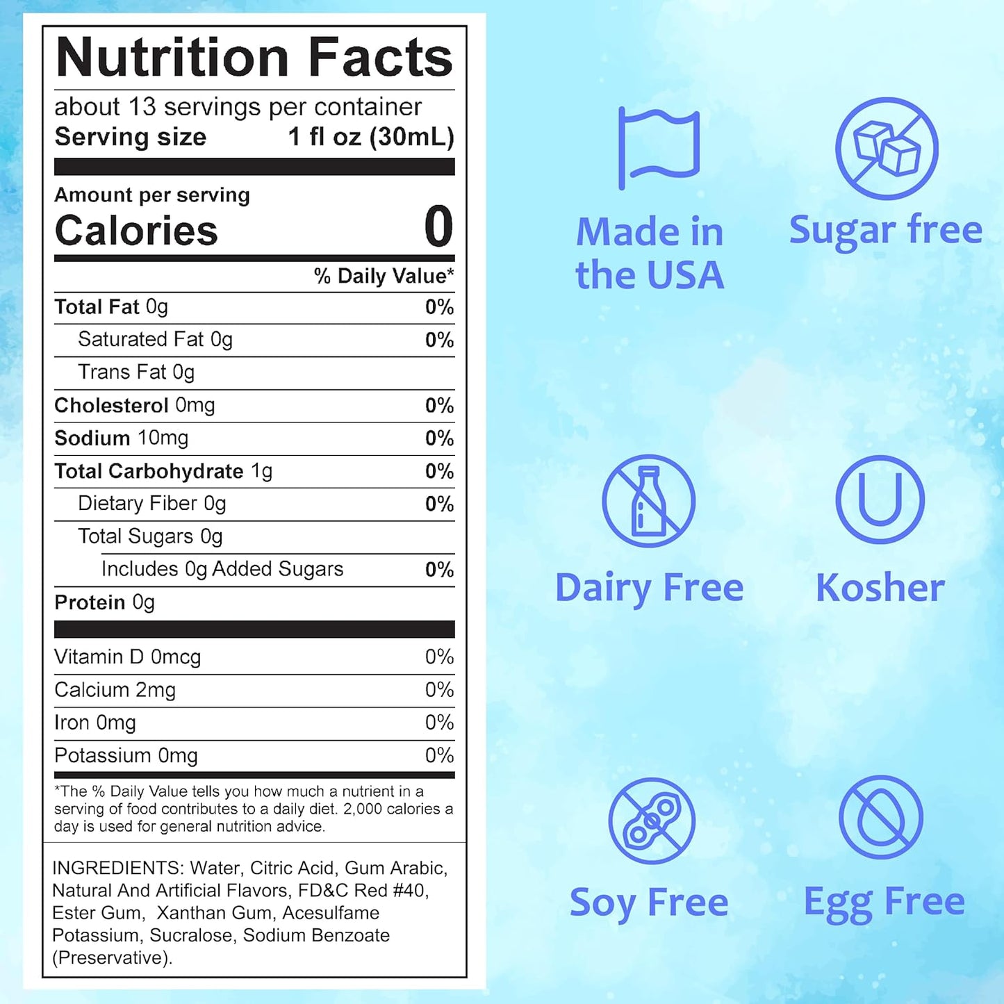 sugar free Fruit Punch syrup nutrition facts