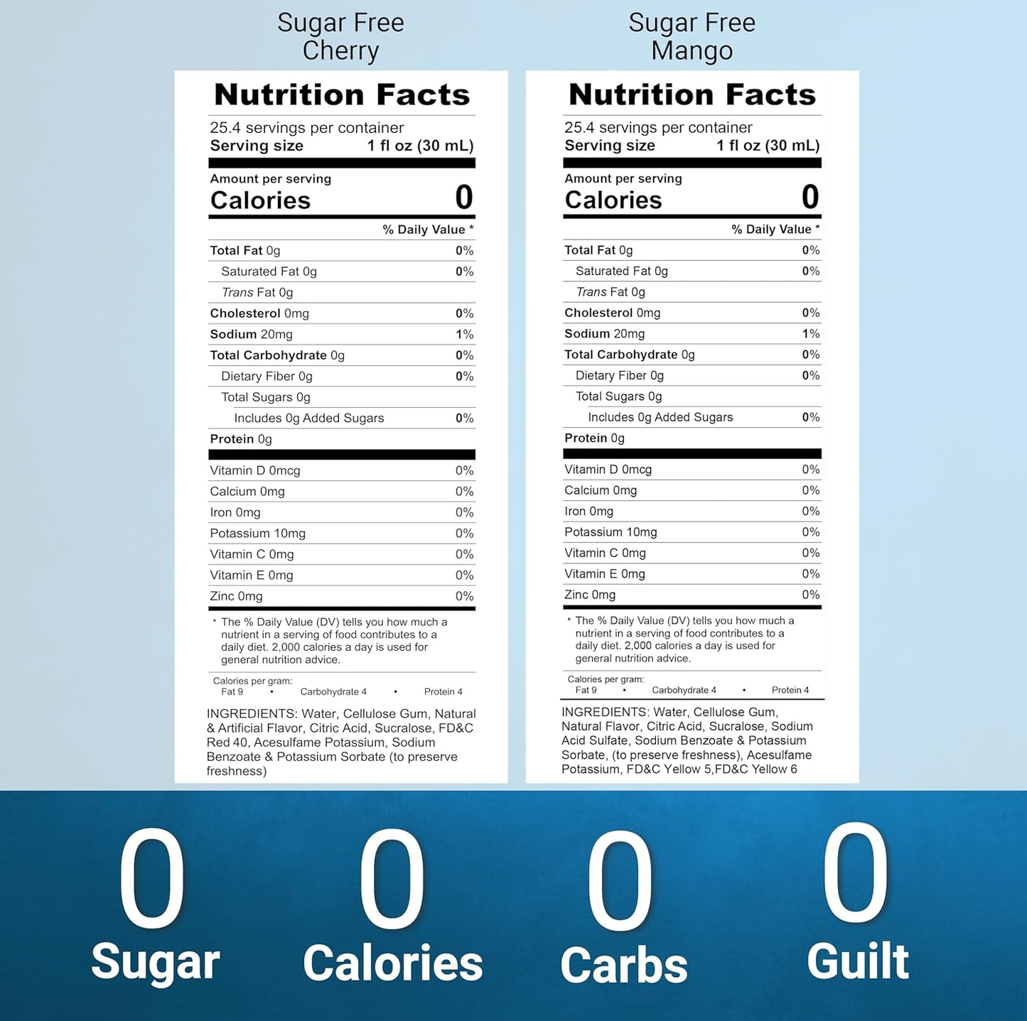 sugar free cherry  mango syrup nutrition facts