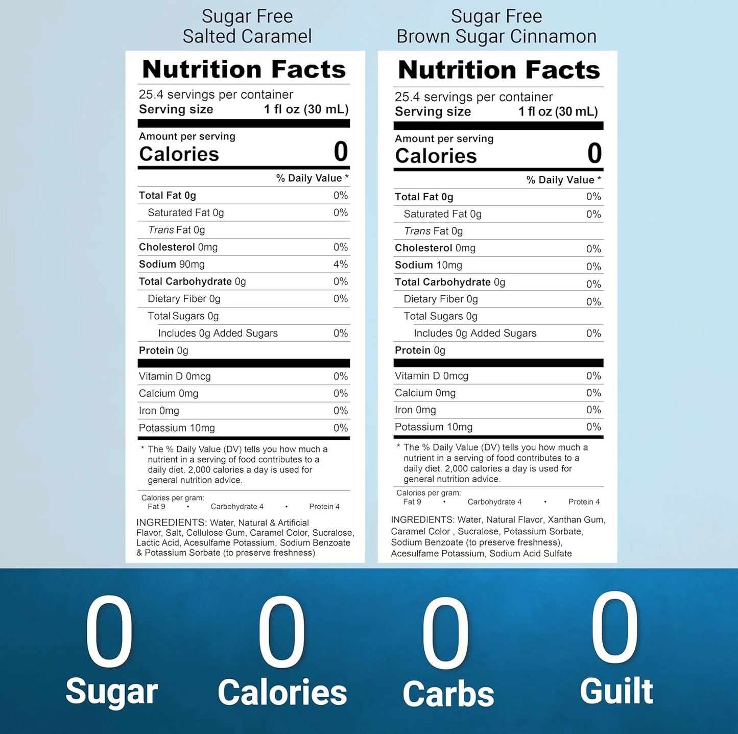 sugar free salted caramel  brown sugar syrup nutrition facts
