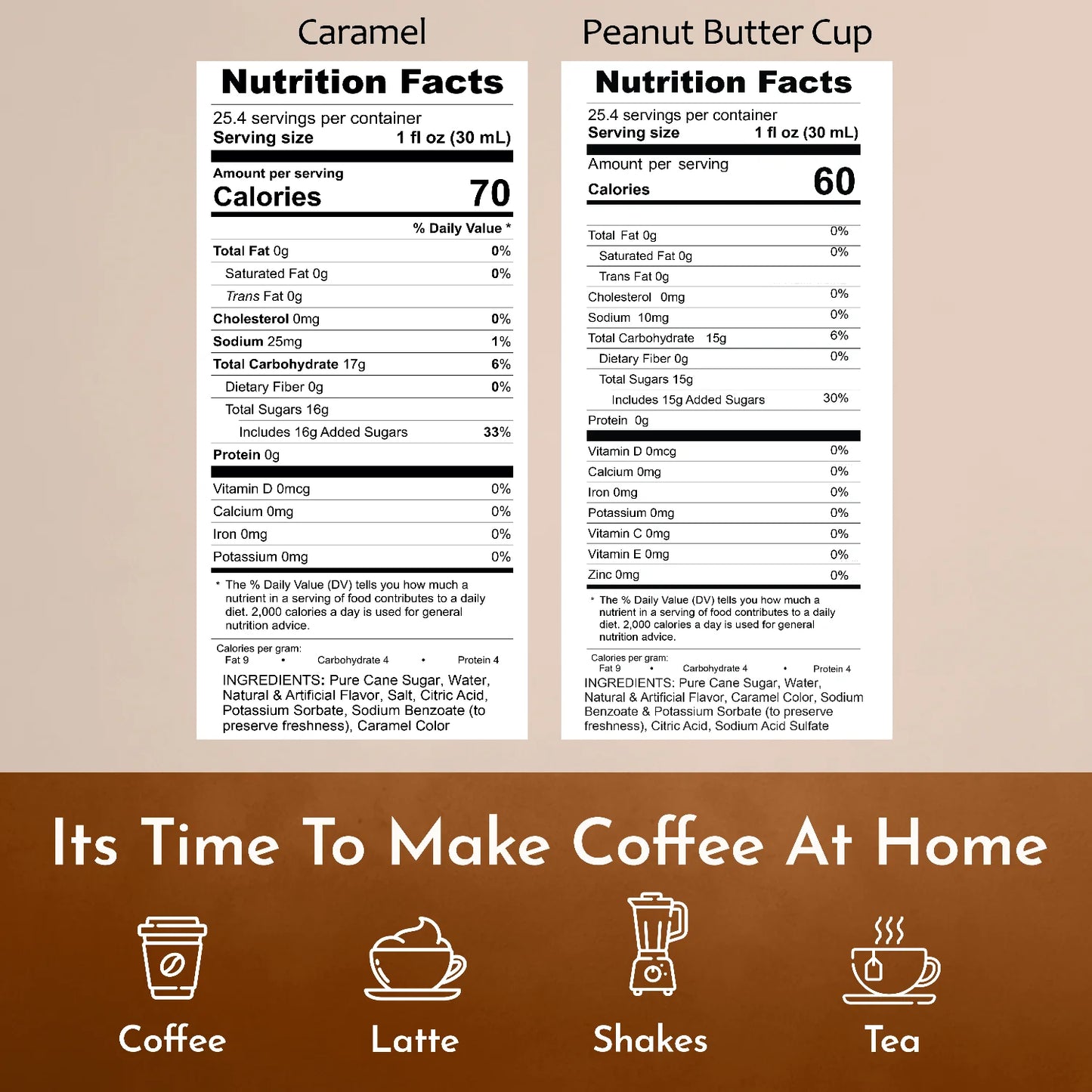 syruvia caramel  peanut butter syrup nutrition facts