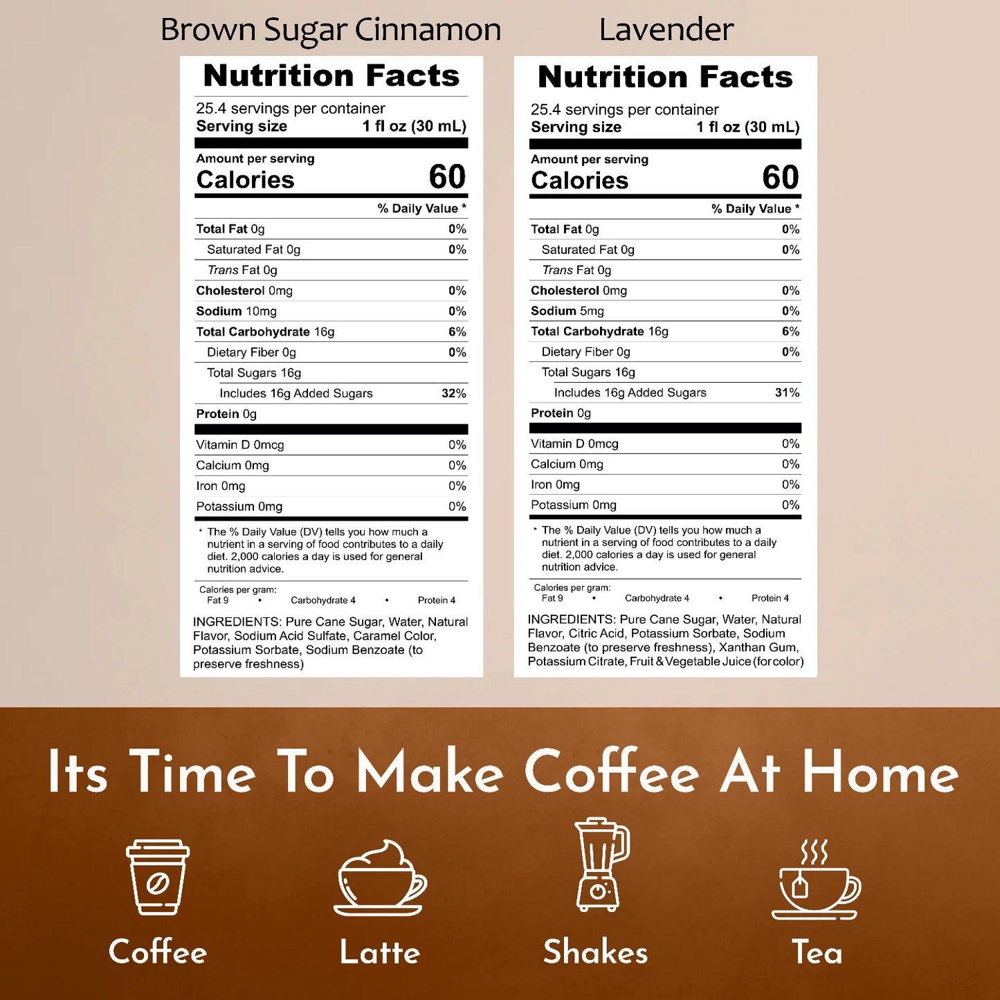 syruvia nutrition facts Brown Sugar Cinnamon Lavender Syrup