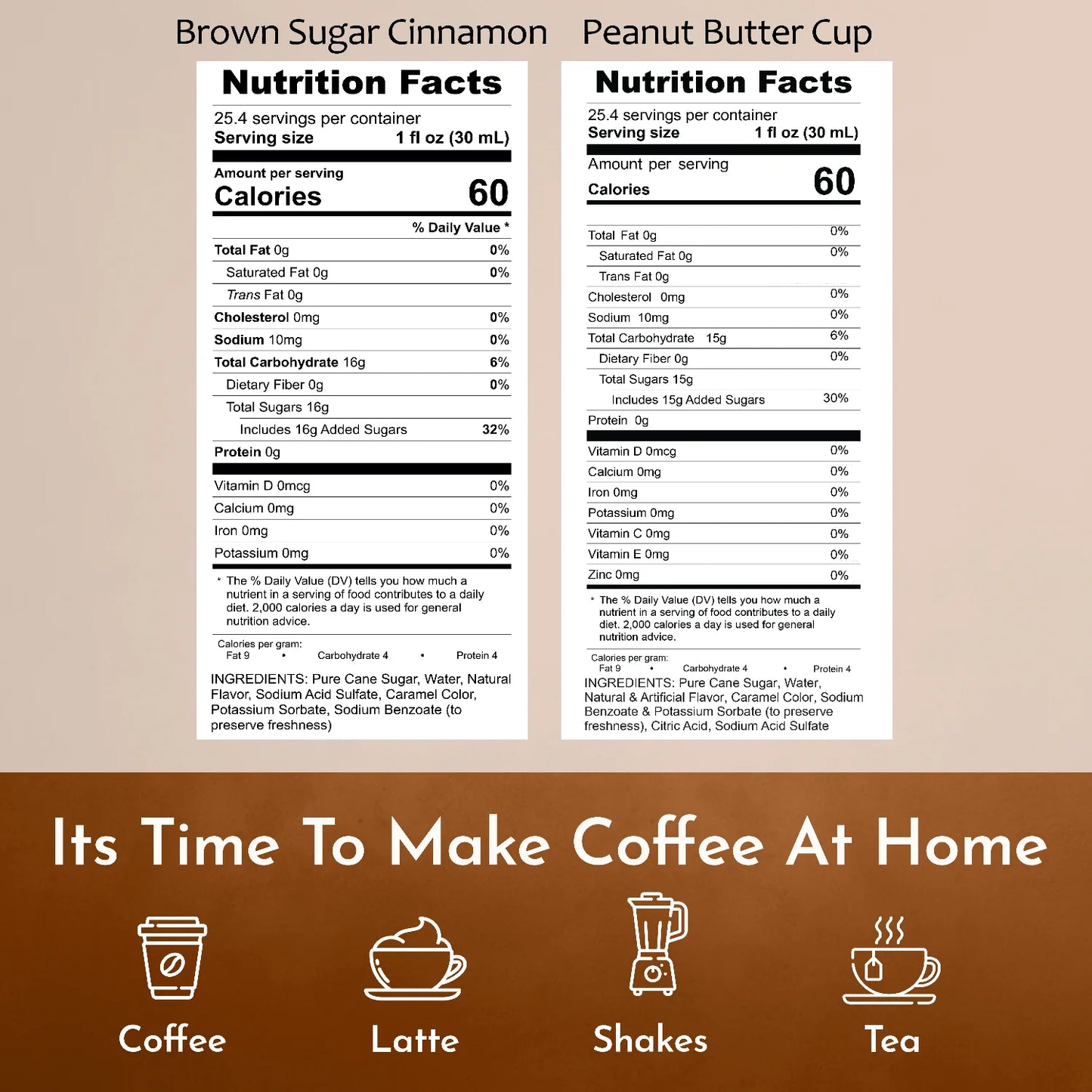 syruvia nutrition facts Brown Sugar Cinnamon Peanut Butter Cup Syrup