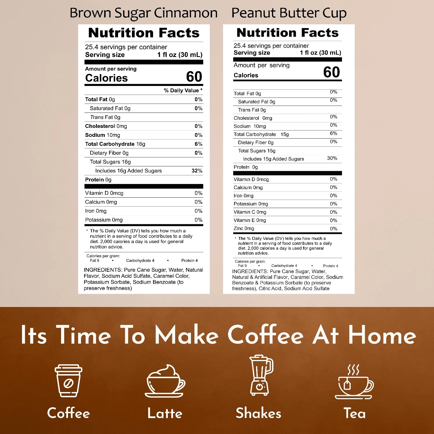 syruvia nutrition facts Brown Sugar Cinnamon Peanut Butter Cup Syrup
