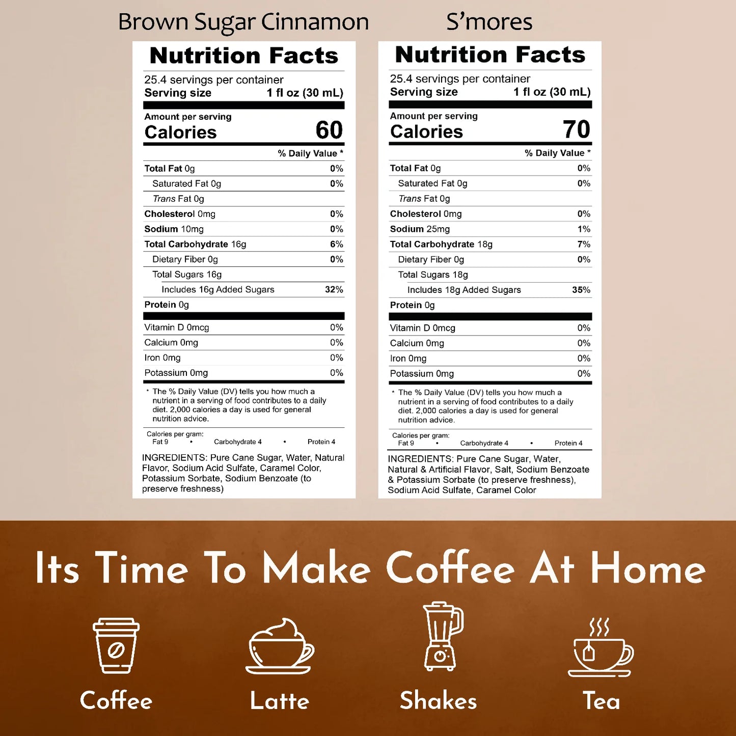 syruvia nutrition facts Brown Sugar Cinnamon Smores Syrup