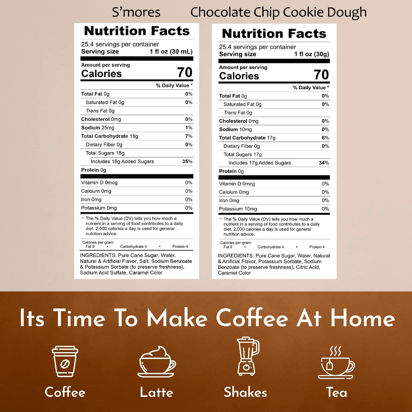 syruvia nutrition facts Chocolate Chip Cookie Dough Smores syrup