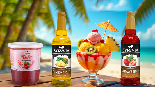 Ice Cream Ice Cream Oasis: Tropical Escapes Using Syruvia Fruity Syrups & Bursting Balls