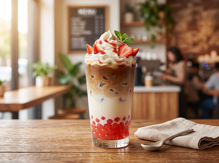 Strawberry Boba Iced Latte