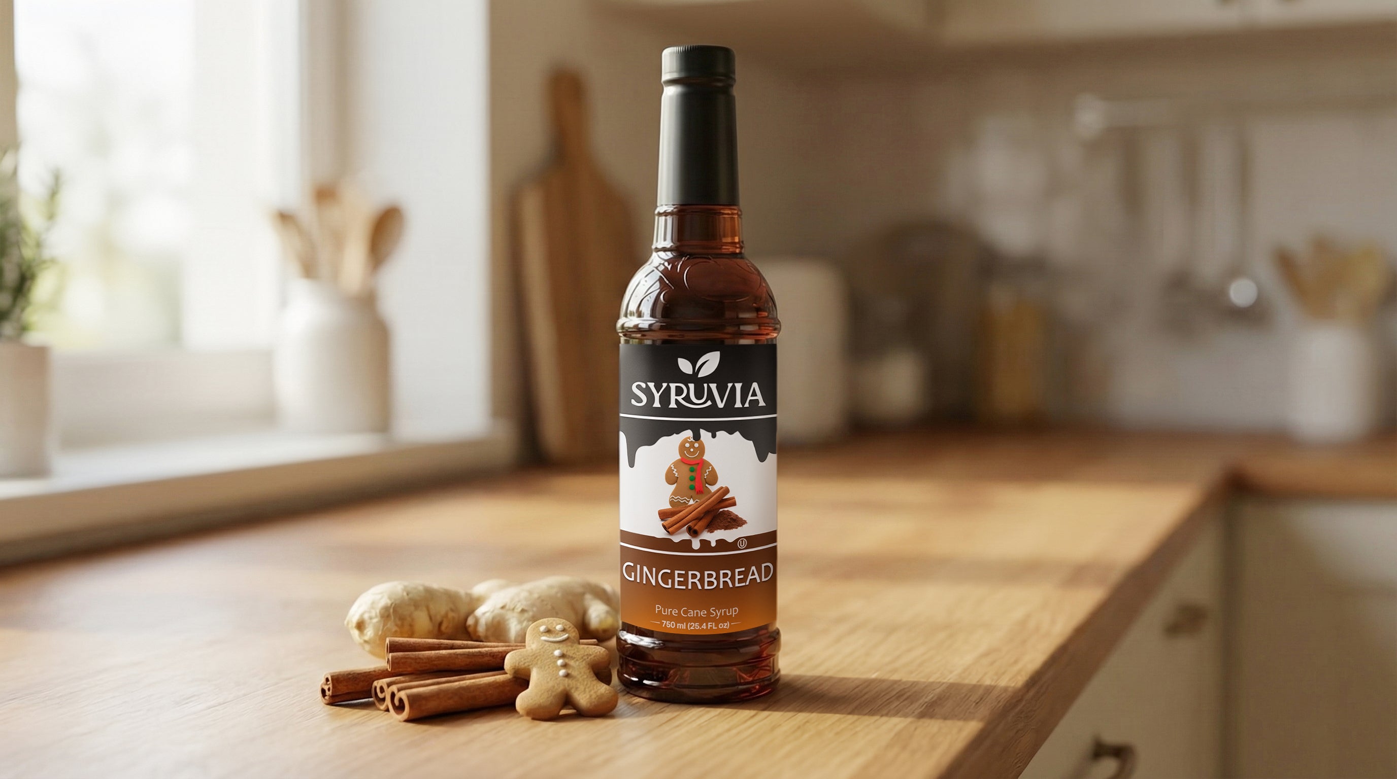 Syruvia Gingerbread Syrup Smooth Cozy Flavor for Everyday Drinks