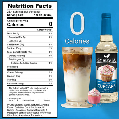 0-sugar cupcake syrup Nutrition facts 