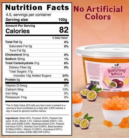 1 LB Passion Fruit Flavored Popping Boba Nutrition Facts