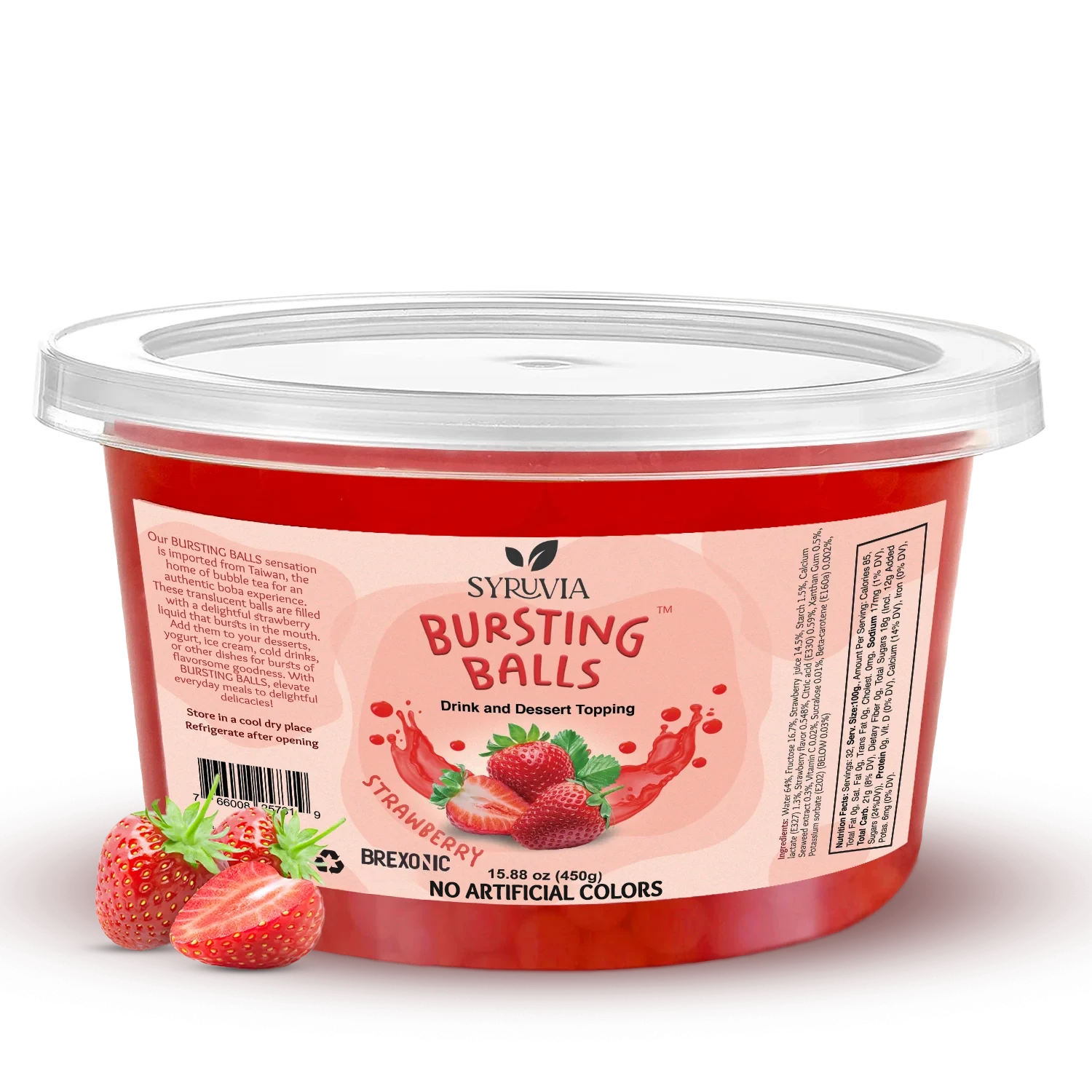 1 LB Strawberry Flavored Popping Boba