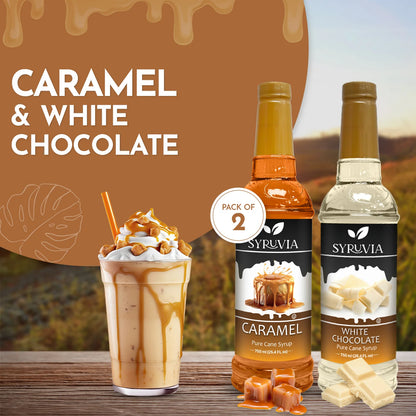 Variety Pack, Caramel, and White Chocolate Syrup