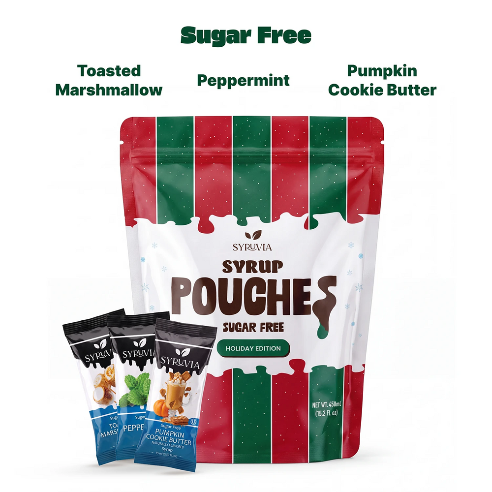 Syruvia Sugar Free Toasted Marshmallow, Peppermint & Pumpkin Cookie Butter Syrup Pouch