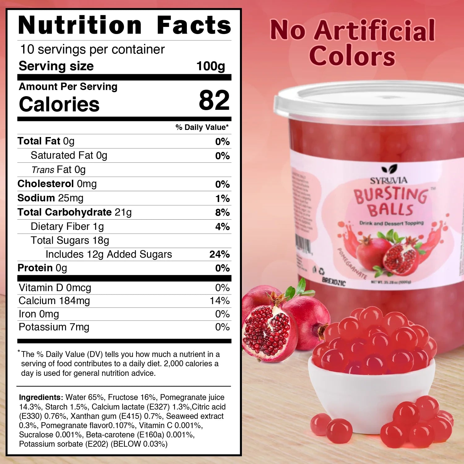 2 LB Pomegranate Flavored Popping Boba Nutrition Facts