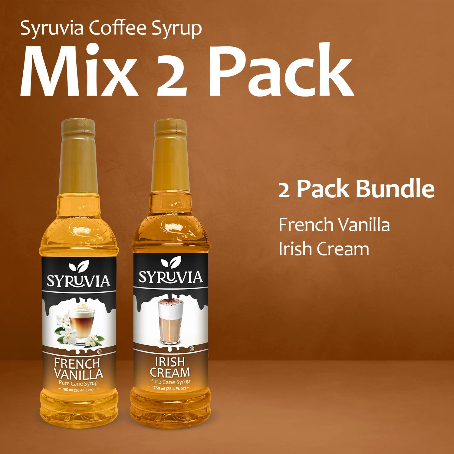 2 Pack Bundle Irish Cream French Vanilla Coffee Syrup