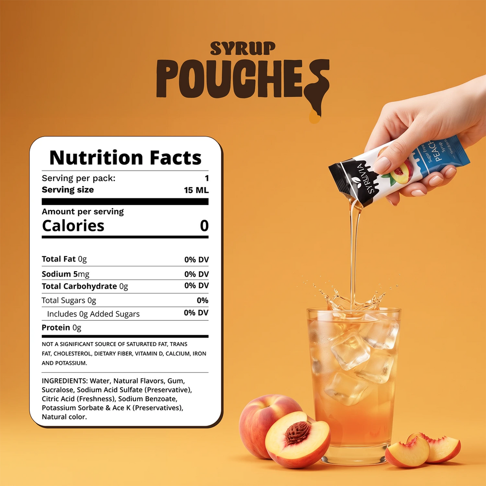 Sugar Free Peach Syrup Pouches