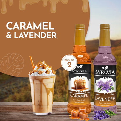 Variety Pack, Caramel, and Lavender Coffee Syrup