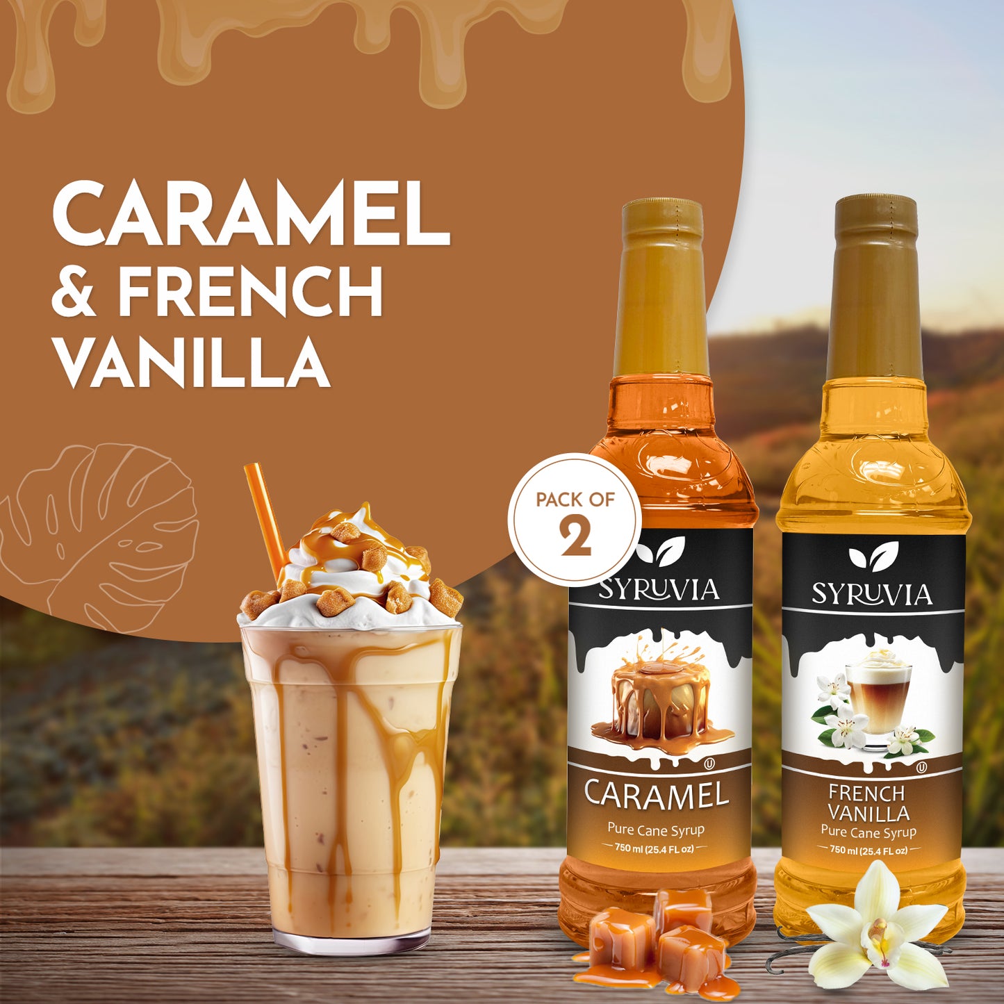 Variety Pack, Caramel, and French Vanilla Coffee Syrup