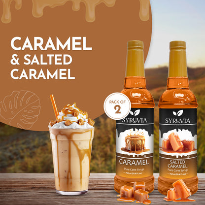 Variety Pack, Caramel, and Salted Caramel Syrup