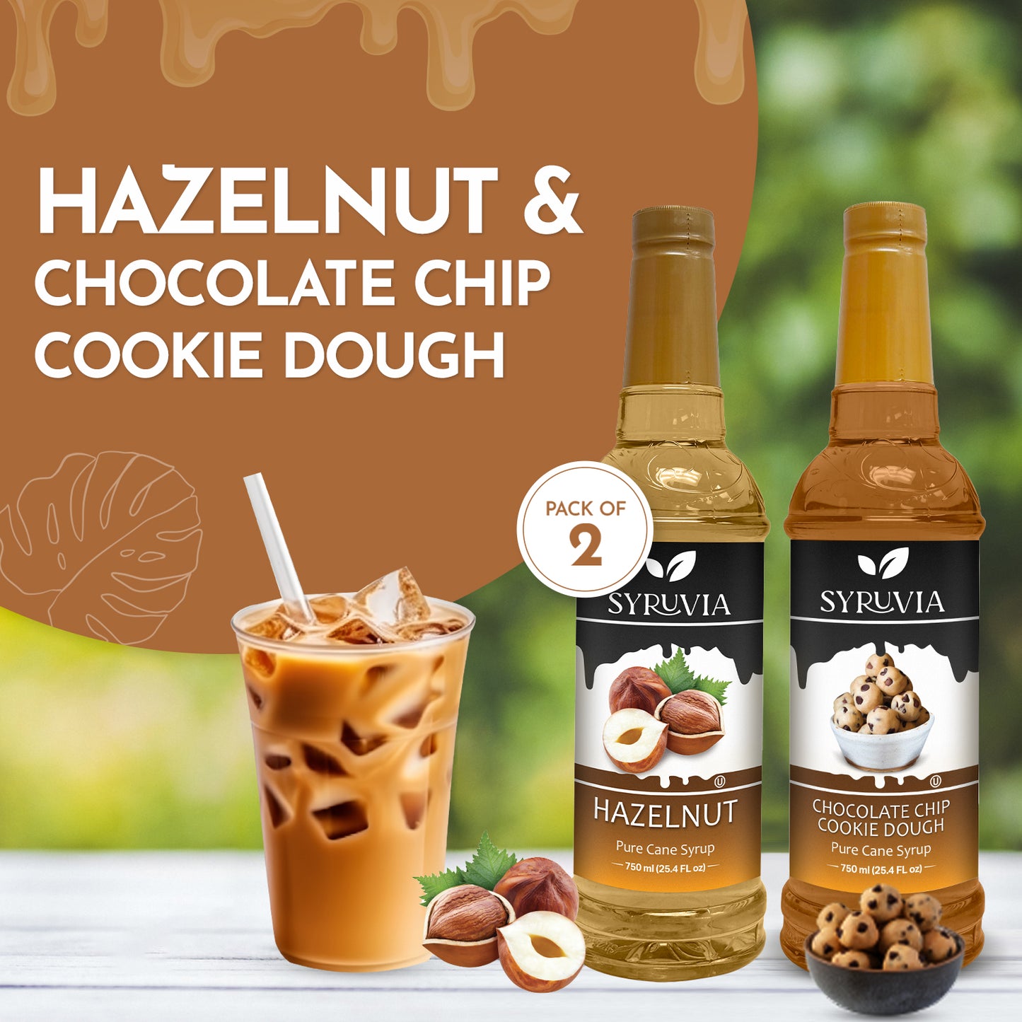 Variety Pack, Hazelnut, and Chocolate Chip Cookie Dough Syrup