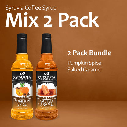 Syruvia Variety Pack - Pumpkin Spice & Salted Caramel Syrup 25.4 Fl oz (2-Pack)