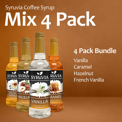 Variety Pack Vanilla, Caramel, Hazelnut, and French Vanilla Syrup