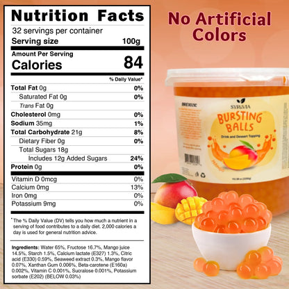 7 LB Mango Flavored Popping Boba Nutrition Facts