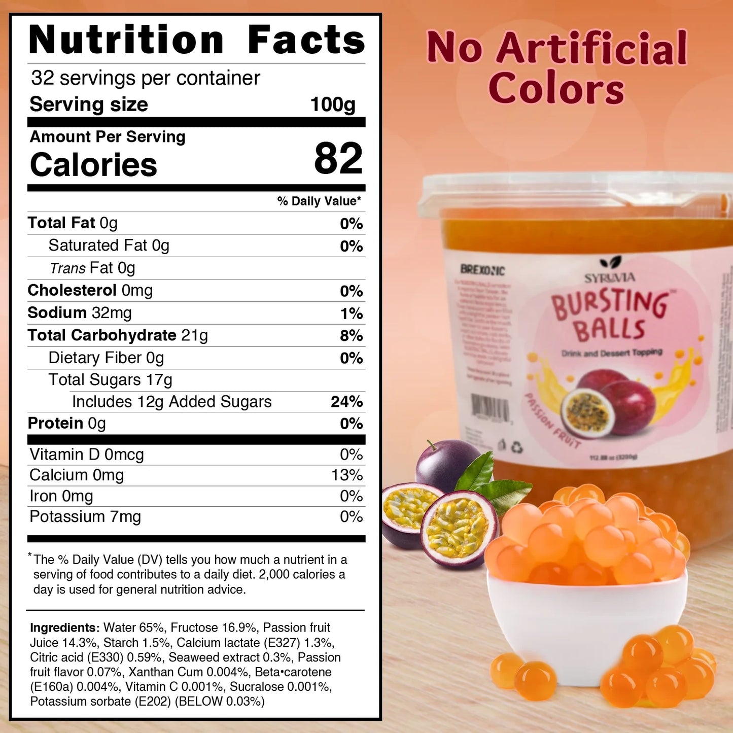 7 LB Passion Fruit Flavored Popping Boba Nutrition Facts