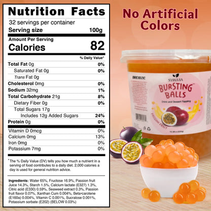 7 LB Passion Fruit Flavored Popping Boba Nutrition Facts