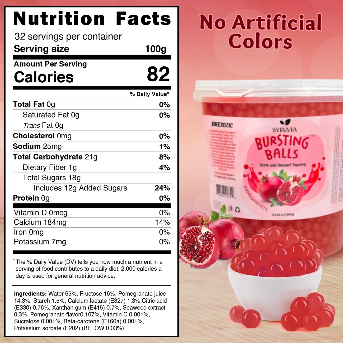 7 LB Pomegranate Flavored Popping Boba Nutrition Facts