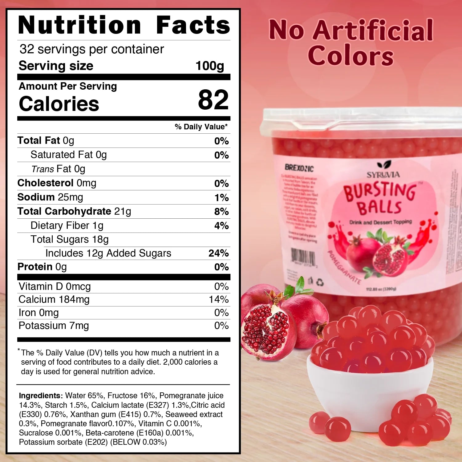 7 LB Pomegranate Flavored Popping Boba Nutrition Facts