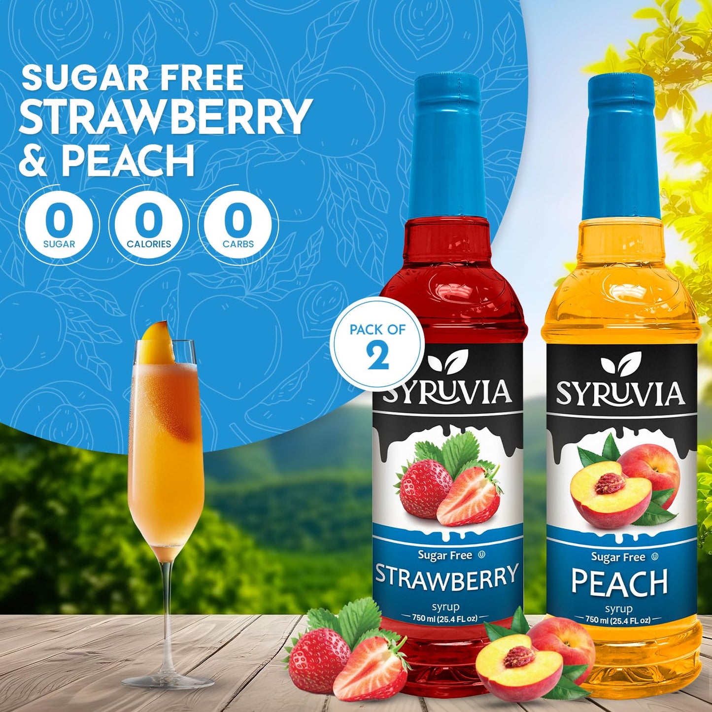 Variety Pack, Sugar Free Peach, and Strawberry Syrup