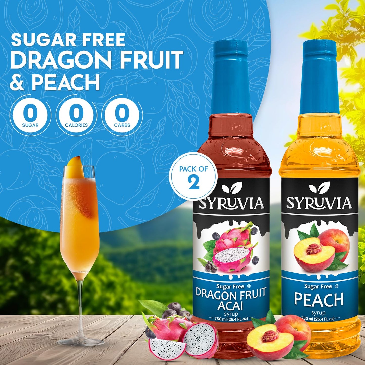 Variety Pack, Sugar Free Dragon Fruit Acai, and Peach Syrup