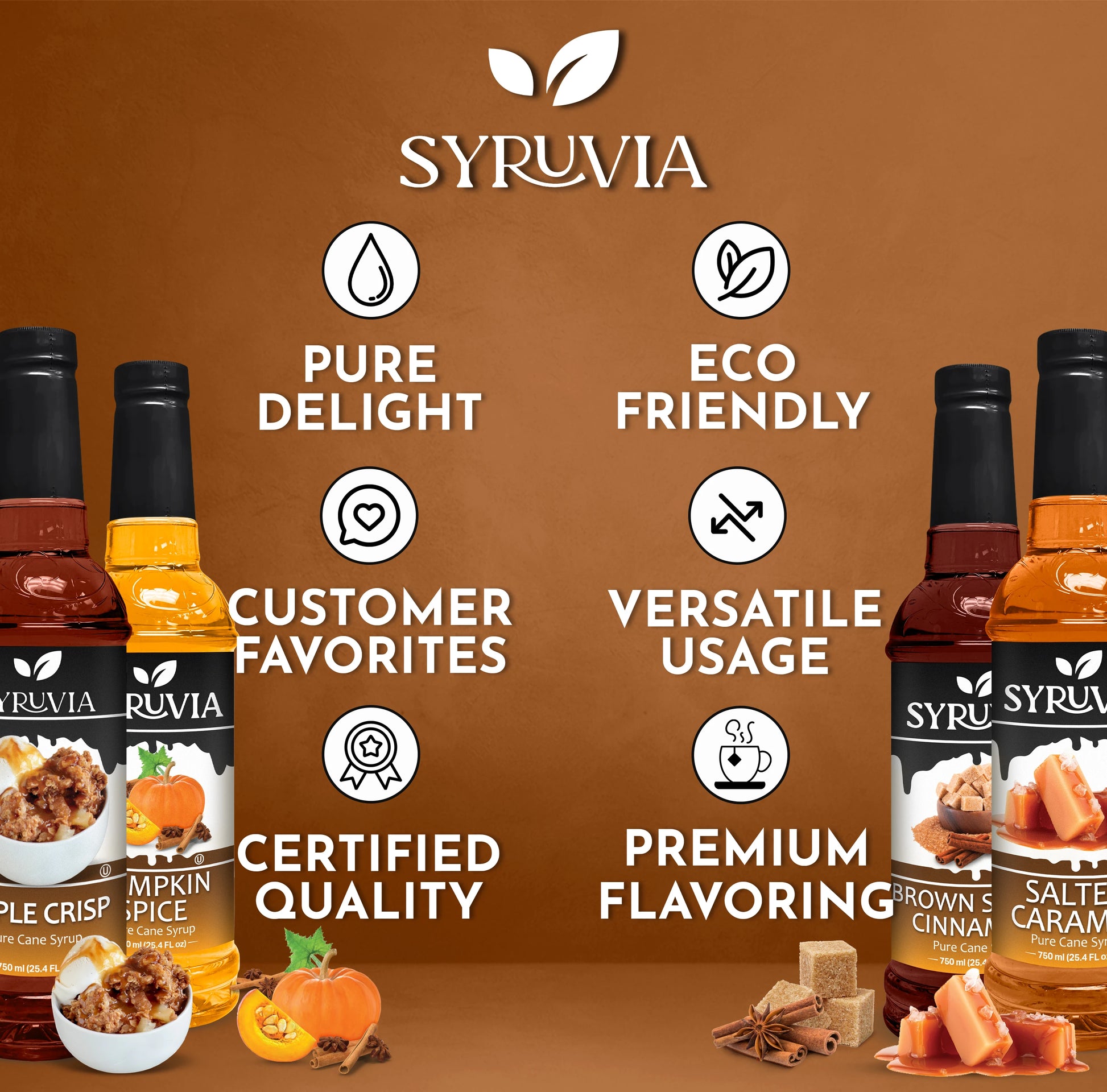 Apple Crisp Syrup Salted Caramel Syrup Pumpkin Spice Syrup Brown Sugar Cinnamon Coffee Syrup 