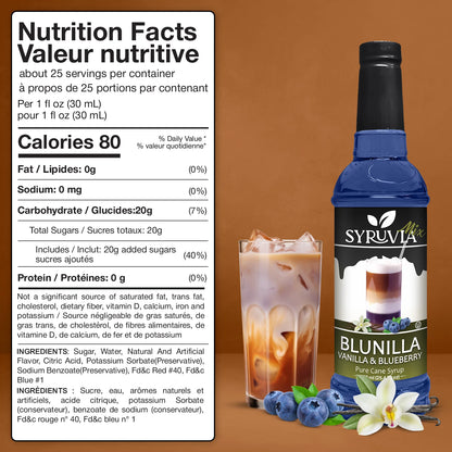 BLUNILLA Syrup™  Vanilla Blueberry Nutrition Facts