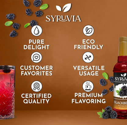 Syruvia Blackberry Pure Cane Syrup For Cocktails Lemonades And Iced Drinks With Premium Flavoring