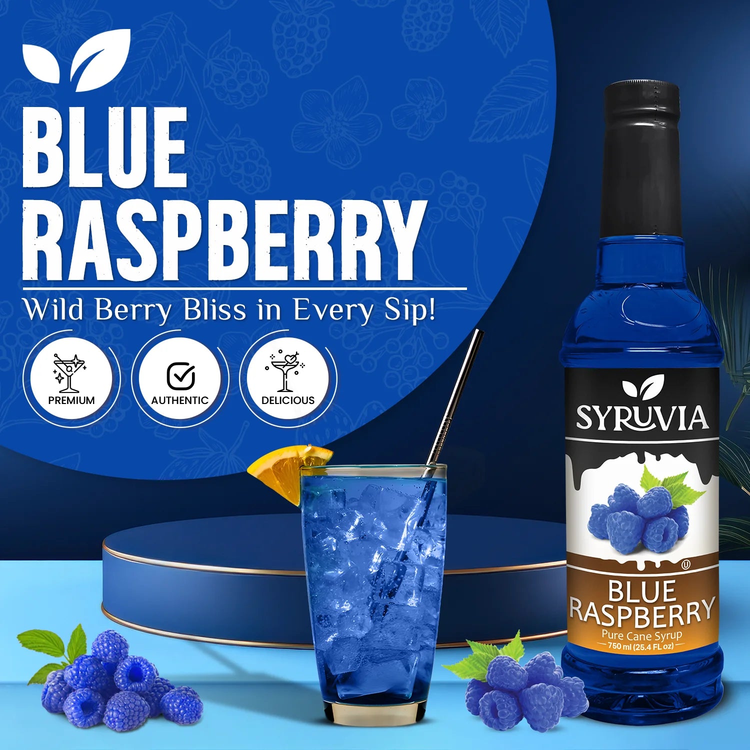 Syruvia Blue Raspberry Syrup for Drinks, Desserts & More – Only $7.99