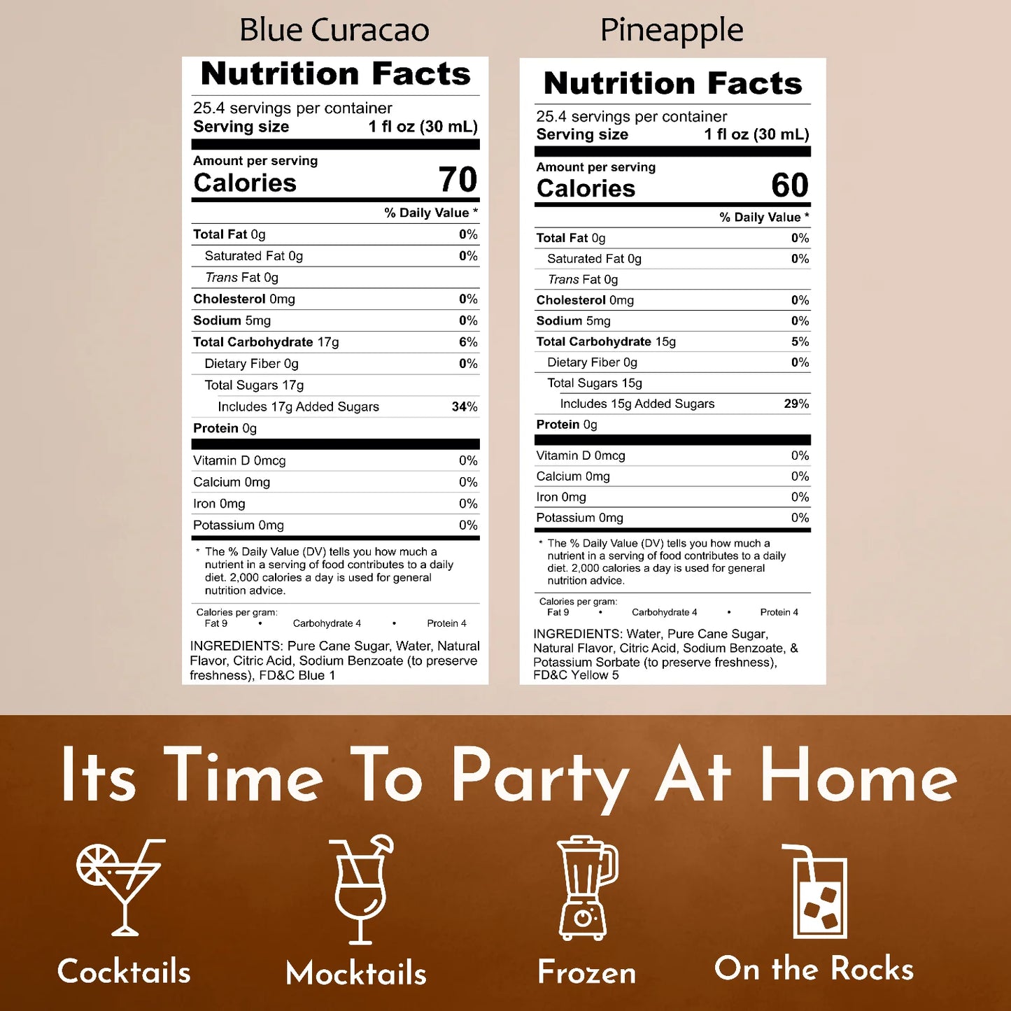 Blue Curacao Pineapple Syrup nutrition facts