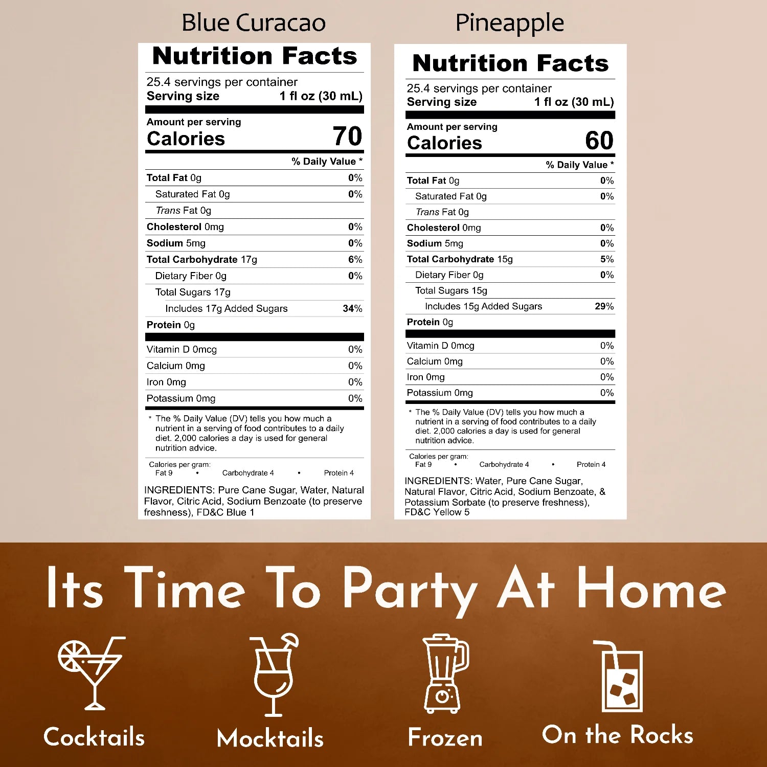 Blue Curacao Pineapple Syrup nutrition facts