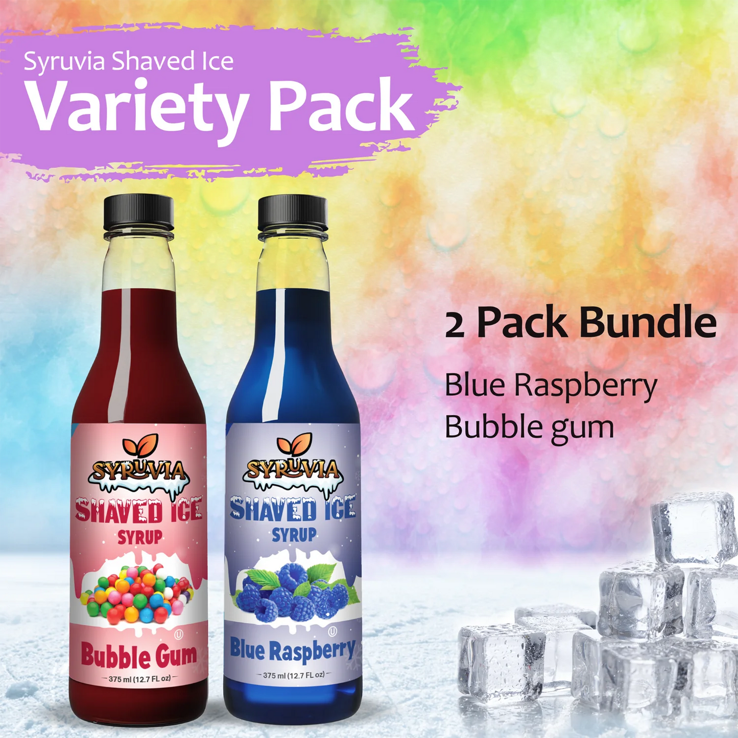 Variety Pack Blue Raspberry, Bubble Gum Shaved Ice Syrup