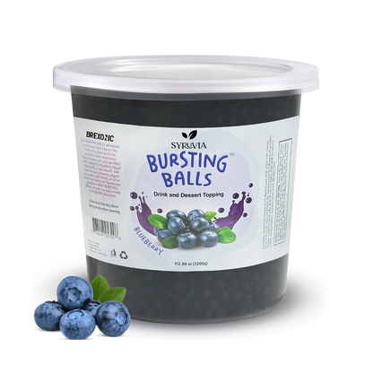 Blueberry bursting Balls dessert topping 