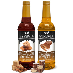 Variety Pack, Brown Sugar Cinnamon, and Peanut Butter Cup Syrup