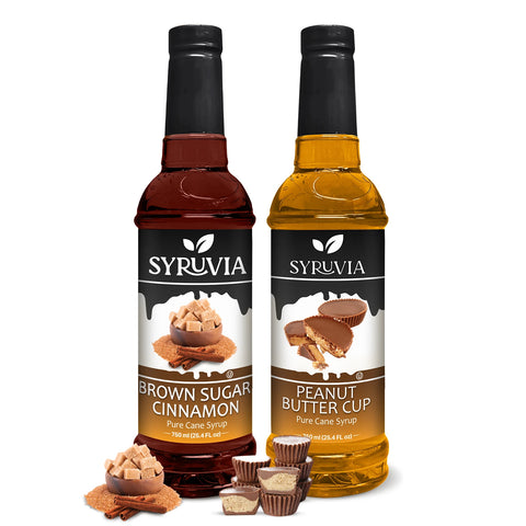 Variety Pack, Brown Sugar Cinnamon, and Peanut Butter Cup Syrup