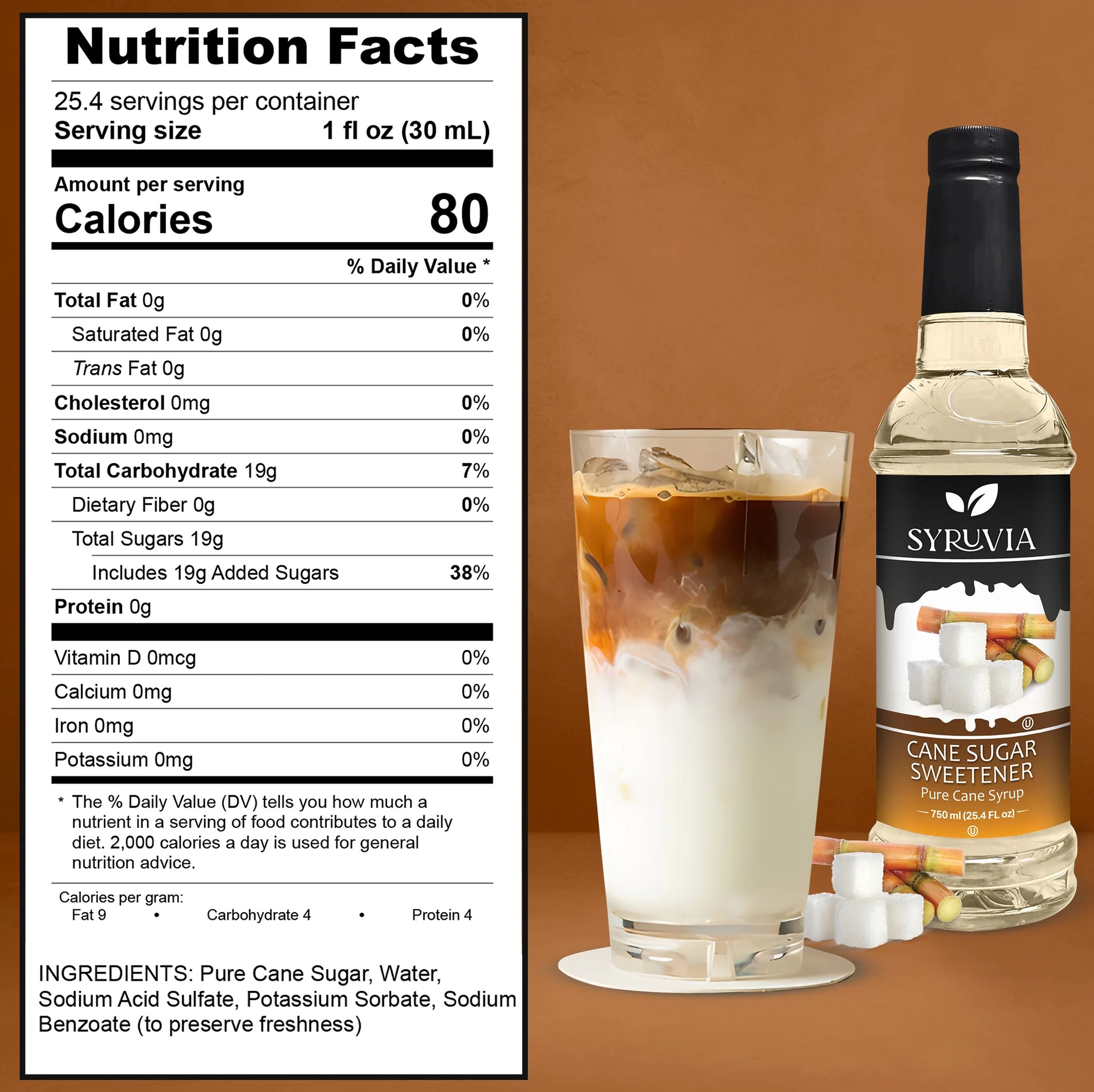 Cane Sugar Sweetener Syrup Nutrition Facts