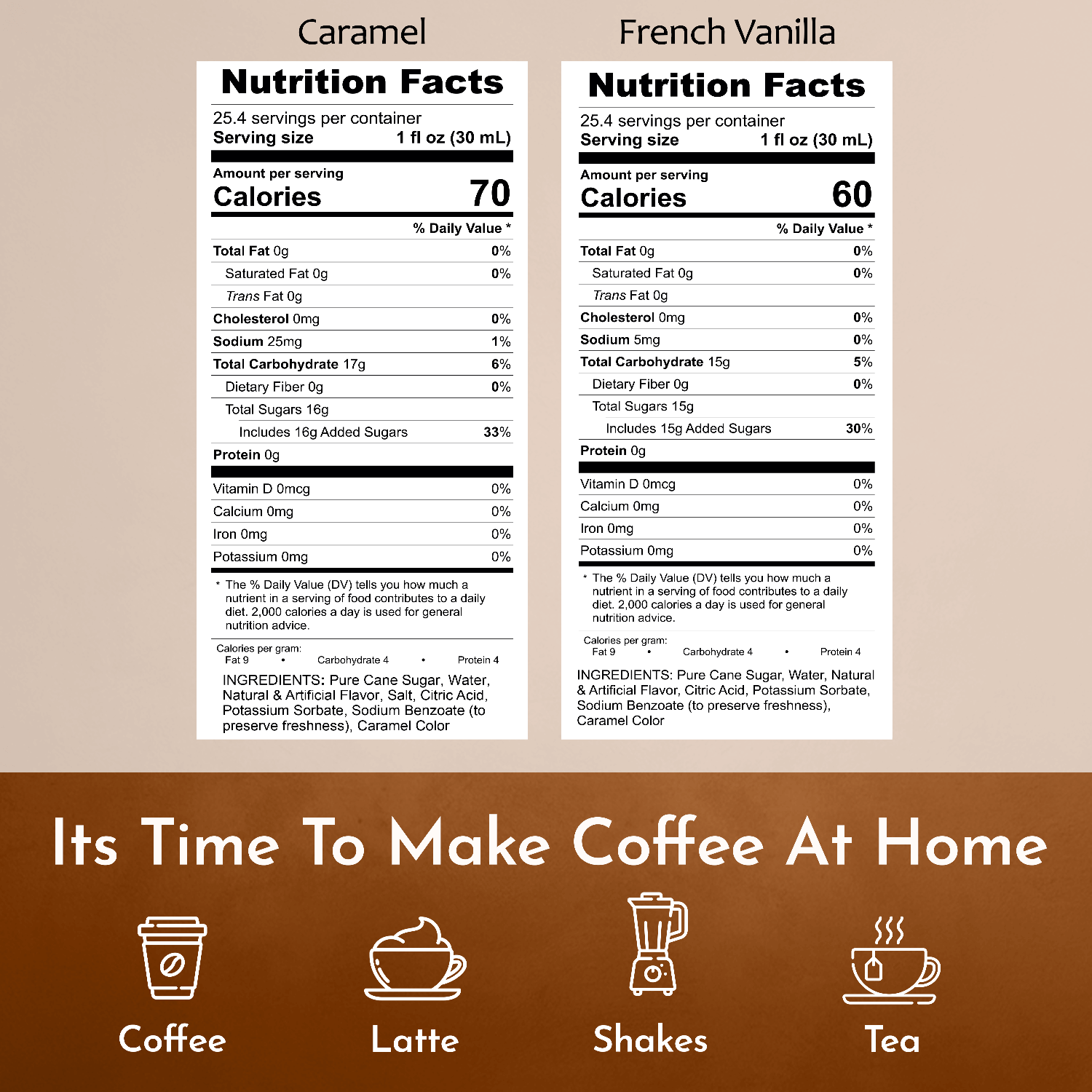 Caramel French vanilla nutrition Facts