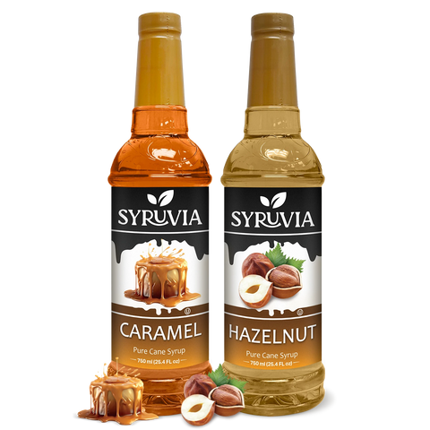 Variety Pack, Caramel, and Hazelnut Syrup